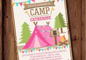 Camping themed Birthday Invitations Backyard Camping Party Invitation for A Girl Summer