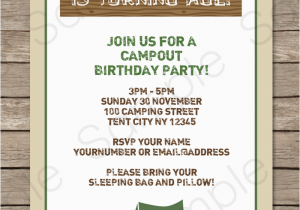 Camping themed Birthday Invitations Camping Party Invitations Template Birthday Party