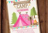 Camping themed Birthday Party Invitations Backyard Camping Party Invitation for A Girl Summer