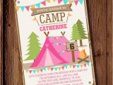 Camping themed Birthday Party Invitations Backyard Camping Party Invitation for A Girl Summer