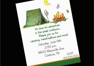 Camping themed Birthday Party Invitations Camp themed Birthday Invitations