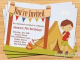 Camping themed Birthday Party Invitations Camping Birthday Party Invitation Fully Customizable