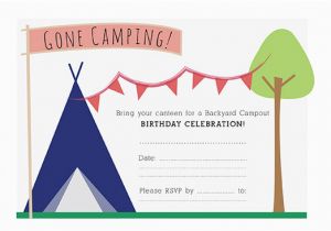 Camping themed Birthday Party Invitations Camping Birthday Party Invitation