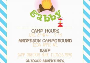 Camping themed Birthday Party Invitations Camping theme Party Invitation Printable