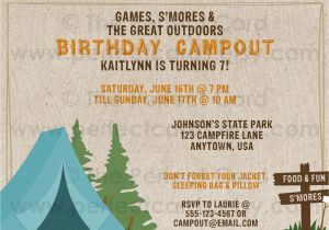 Campout Birthday Invitations Campout Camping Birthday Invitation