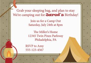 Campout Birthday Invitations Campout Invitation Camping Camp Out Invite Diy Printable Boys