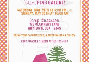 Campout Birthday Invitations New Glam Campout Camping Birthday Invitation