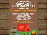 Campout Birthday Party Invitations Camp Out Birthday Invitation Camping Birthday Party