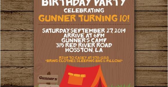 Campout Birthday Party Invitations Camp Out Birthday Invitation Camping Birthday Party