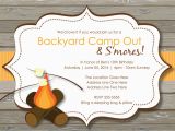 Campout Birthday Party Invitations Camp themed Birthday Invitations