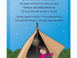 Campout Birthday Party Invitations Camping Girl In Tent Invitations Bonfire Camp Out Sleepover