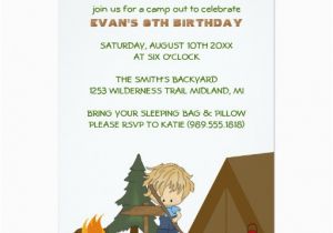 Campout Birthday Party Invitations Kids Camp Out Birthday Party Invitations Zazzle