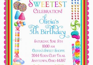 Candy Shoppe Birthday Invitations Candy Birthday Invitations Candy Sprinkle Sweet Shoppe