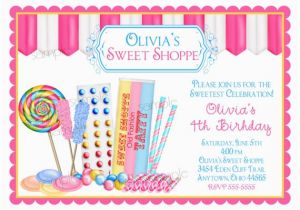 Candy Shoppe Birthday Invitations Candy Birthday Invitations Sweet Shop Invitations Candy