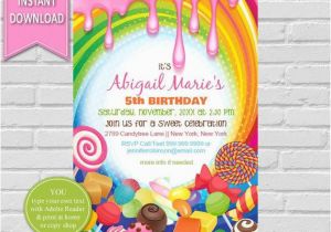 Candy Shoppe Birthday Invitations Candyland Birthday Invitation Sweet Shoppe Candyland Party