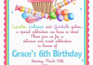 Candy Shoppe Birthday Invitations Sweet Shop Birthday Party Invitations Candy Cupcake