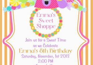 Candy Shoppe Birthday Invitations Sweet Shoppe Birthday Party Invitations Set Of 20 Invites