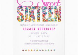 Candy themed Birthday Invitations Candy theme Sweet Sixteen Birthday Invitation