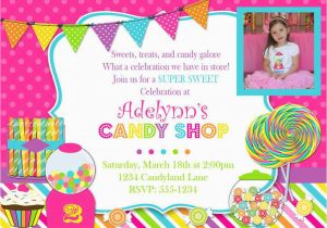 Candy themed Birthday Invitations Candy themed Birthday Party Invitations Cimvitation