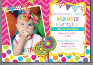 Candy themed Birthday Invitations Candy themed Birthday Party Invitations Cimvitation