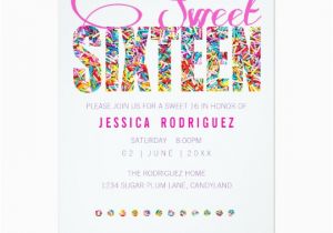 Candy themed Birthday Party Invitations Candy theme Sweet Sixteen Birthday Invitation Zazzle