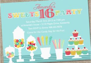 Candy themed Birthday Party Invitations Sweets 16 Birthday Party Invitation Candy Invitation Sweet