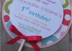 Candyland Birthday Invites Candyland Lollipop Birthday Party Invitations Custom
