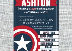 Captain America Birthday Party Invitations Birthday Invitation Cards Captain America Birthday