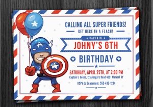 Captain America Birthday Party Invitations Captain America Birthday Invitation Download