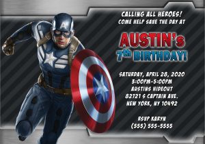 Captain America Birthday Party Invitations Captain America Birthday Invitations Kustom Kreations