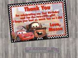 Car themed Birthday Cards Disney Cars Birthday Thank You Card Digital Printable