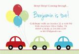 Car themed Birthday Invitations Car Birthday Party Paloma Paper Designs