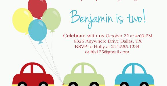 Car themed Birthday Invitations Car Birthday Party Paloma Paper Designs