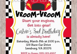 Car themed Birthday Invitations Printable Race Car Birthday Party Invitation
