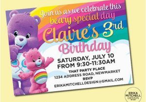 Care Bear Birthday Invitations Care Bears Birthday Invite Digital File Custom Birthday