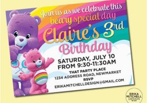 Care Bear Birthday Invitations Care Bears Birthday Invite Digital File Custom Birthday