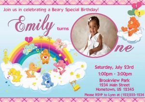 Care Bear Birthday Invitations Personalized Photo Invitations Cmartistry Care Bears