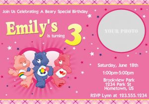 Care Bears Birthday Party Invitations Personalized Photo Invitations Cmartistry Care Bears