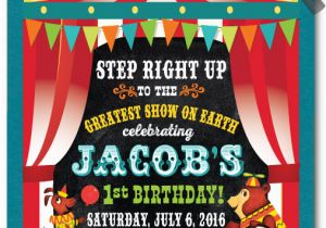 Carnival 1st Birthday Invitations Boy Birthday Invitations Custom Invitations and