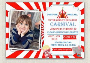 Carnival 1st Birthday Invitations Carnival Circus theme 1st Birthday Invitation Girls Boys