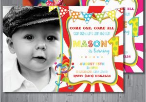 Carnival 1st Birthday Invitations Circus Birthday Invitation First Birthday Party by