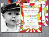 Carnival First Birthday Invitations Circus Birthday Invitation First Birthday Party by