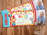 Carnival First Birthday Invitations Circus Ticket First Birthday Photo Invitation Carnival