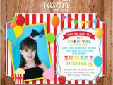 Carnival First Birthday Invitations Circuscarnival First Birthday Photo Invitation Printable