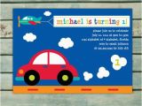 Cars 1st Birthday Invitations Transportation Birthday Invitation Printable Boy