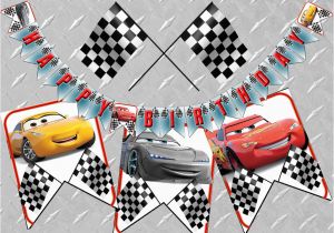 Cars 3 Happy Birthday Banner Cars 3 Birthday Banner Printable Digital Cars Birthday