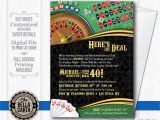 Casino themed Birthday Invitations Casino theme Invitation for Birthday Party Casino Game Night