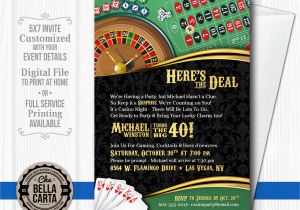 Casino themed Birthday Invitations Casino theme Invitation for Birthday Party Casino Game Night