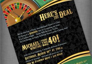 Casino themed Birthday Invitations Casino theme Invitation for Birthday Party Casino Game Night