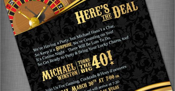 Casino themed Birthday Invitations Casino theme Invitation for Birthday Party Casino Game Night